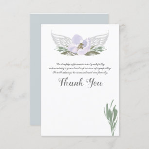 Watercolor Florals Angel Wings Funeral Thank You Invitation