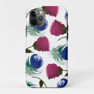 Watercolor Florals Blue Burgundy Greenery Paint iPhone 11 Pro Case