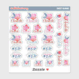 Watercolor Florals Custom Name Labels   School