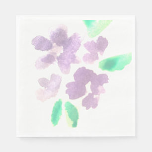 Watercolor Florals Hand Painted Patterned Purple Napkin