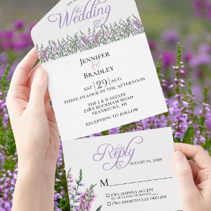 Watercolor Florals Heather Wedding  All In One Inv Invitation