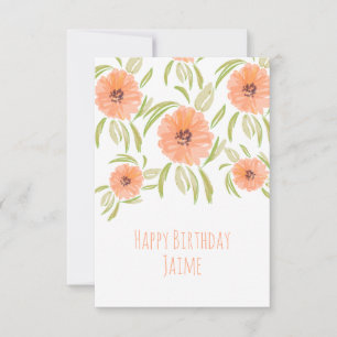 Watercolor Florals in Peach Mom Birthday  Card