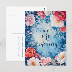 Watercolor Florals New Address Moving Announcement Postcard