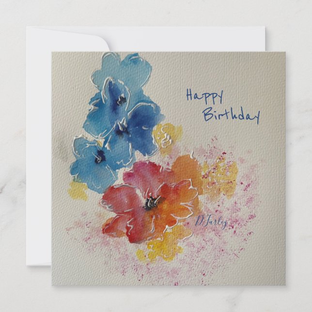 Watercolor Florals Note Card (Front)