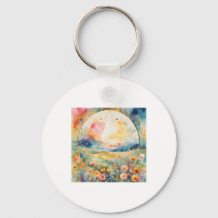 Watercolor Florals Pattern Keychain