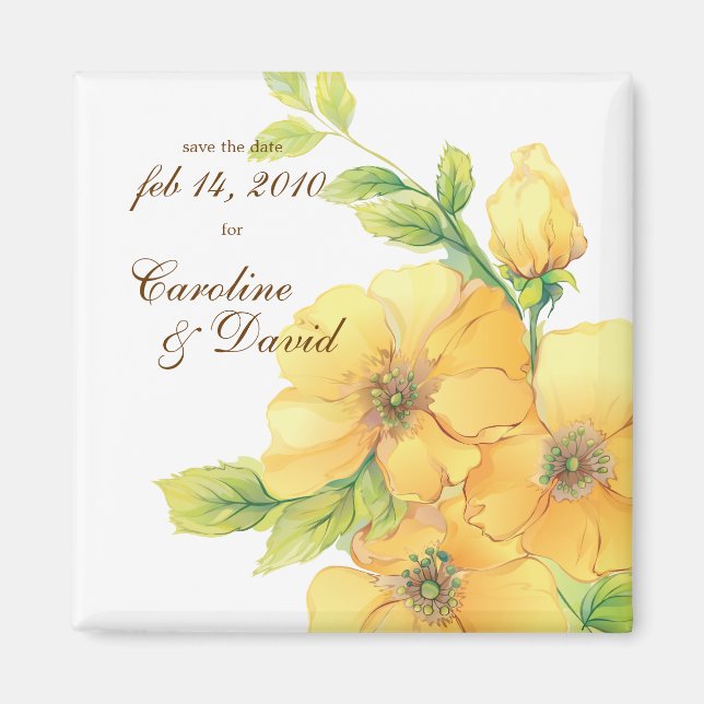 Watercolor Florals Save the Date Magnet (Front)