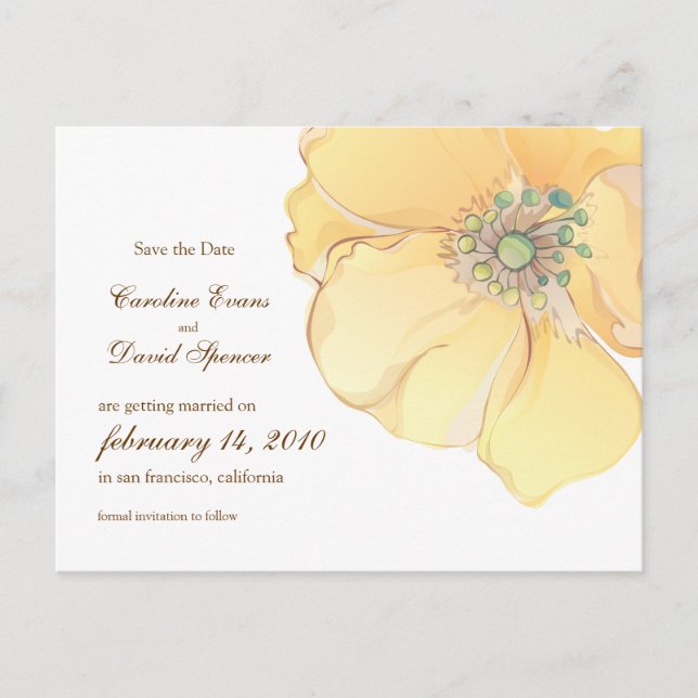 Watercolor Florals Save the Date Postcard (Front)