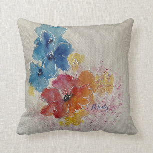 Watercolor Florals Throw Pillow