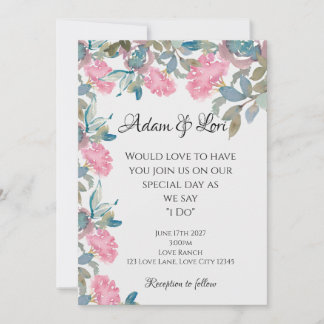 Watercolor Florals Wedding Invitation