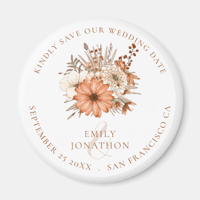 Watercolor Florals Wedding Keepsake Save The Date Magnet (Front)
