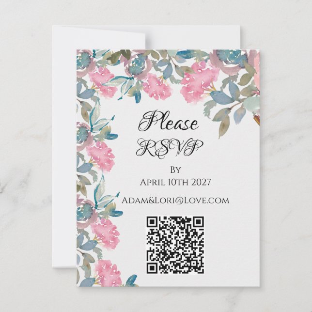 Watercolor Florals Wedding RSVP Card (Front)