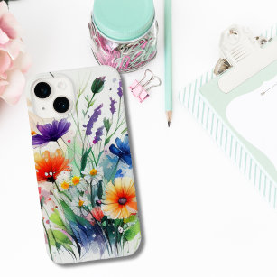 Watercolor Florals Wildflowers Feminine Trendy iPhone 15 Case