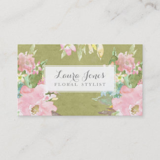 Watercolor Florist Stylist Business Cards