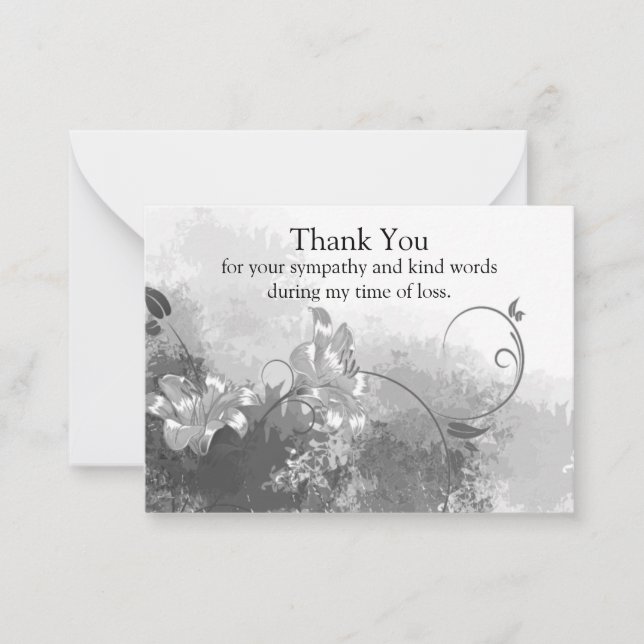 Watercolor Flower After Funeral Thank You Cards (Front)