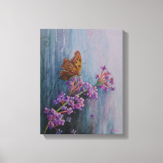 Watercolor Flower and Butterfly Canvas Print (Front)