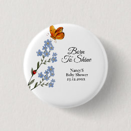 Watercolor flower Baby Shower 1 Inch Round Button