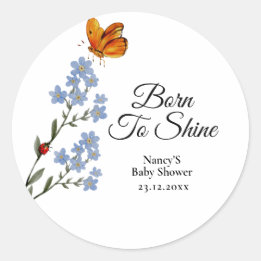 Watercolor flower Baby Shower Classic Round Sticker