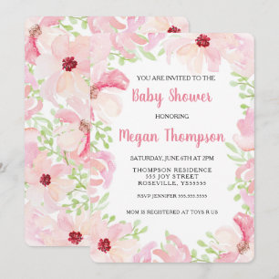 Watercolor Flower Baby Shower Invitation  Anemone