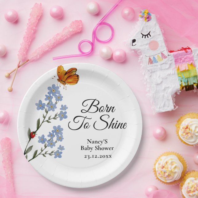 Watercolor flower Baby Shower Paper Plate (Party)