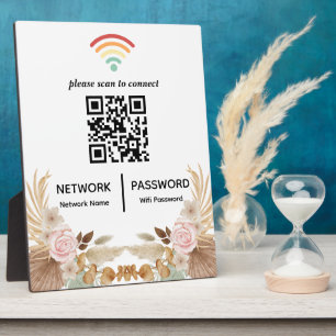Watercolor Flower Baby Shower Wifi Network QR Code Plaque