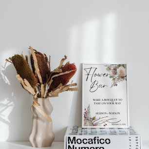 Watercolor  Flower bar sign bridal shower flower 