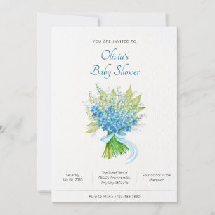 Watercolor flower bouquet baby shower invitation