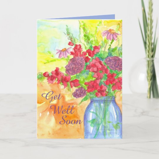 Watercolor Flower Bouquet Get Well Soon Card Zazzle.ca