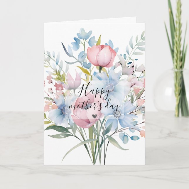 Watercolor Flower Bouquet Mother's  Card (Front)