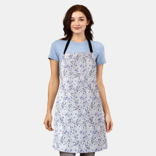 Watercolor flower bouquet of hydrangeas. apron