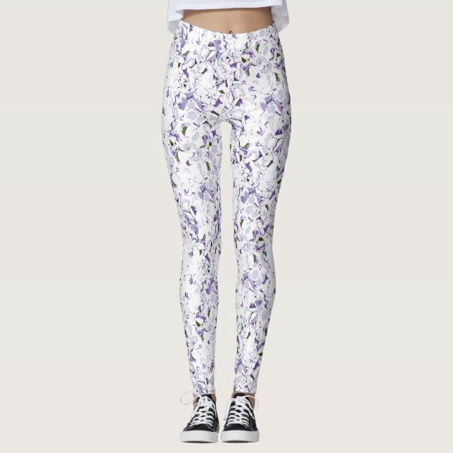 Watercolor flower bouquet of hydrangeas. leggings (Front)