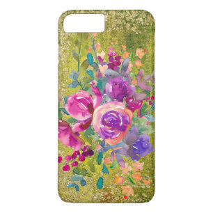 Watercolor Flower Bouquet on Rustic Green Case-Mate iPhone Case