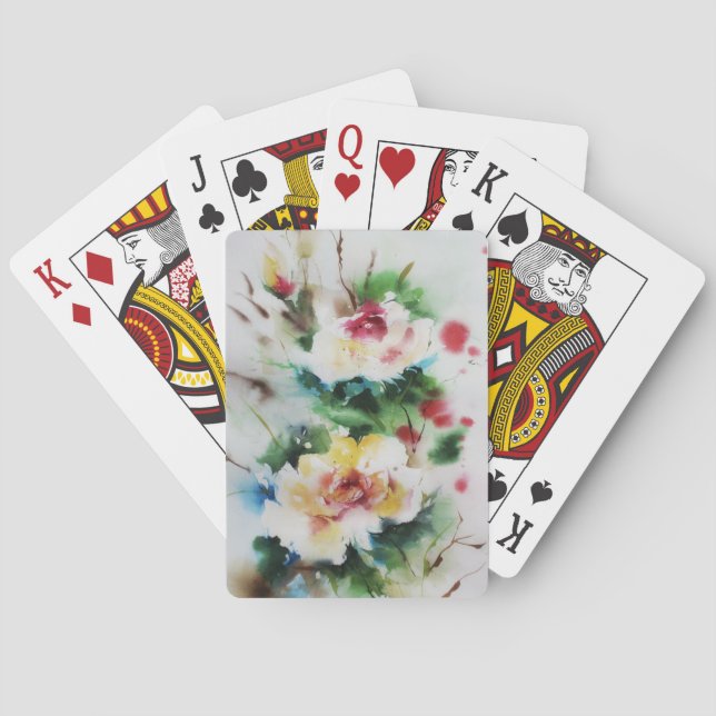 Watercolor Flower Bouquet Playing Cards (Back)
