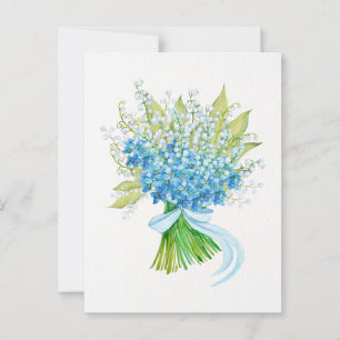 Watercolor flower bouquet postcard