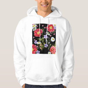 Watercolor Flower Bouquet: Seamless Pattern Hoodie