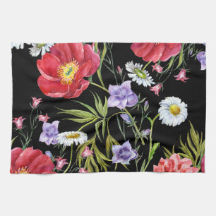 Watercolor Flower Bouquet: Seamless Pattern Kitchen Towel