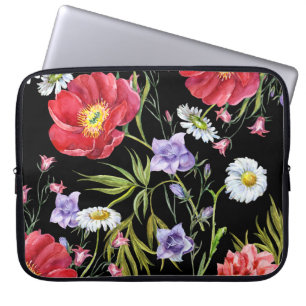 Watercolor Flower Bouquet: Seamless Pattern Laptop Sleeve