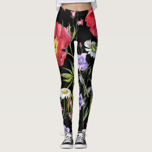 Watercolor Flower Bouquet: Seamless Pattern Leggings
