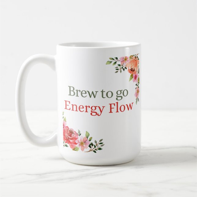Watercolor Flower Brew To Go Energy Flow  Coffee Mug (Left)