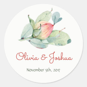Watercolor Flower Bud Wedding Stickers