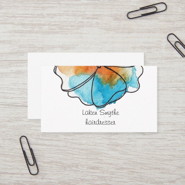  Watercolor Flower  Business Card (Front/Back In Situ)
