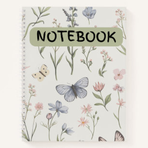Watercolor flower& butterfly Spiral Bound notebook