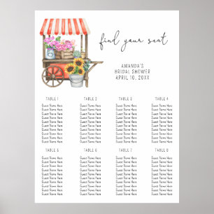 Watercolor flower cart - Seating Chart foam board