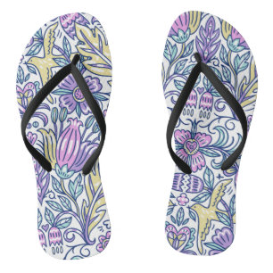 Watercolor Flower Colourful Nature Elegant    Flip Flops