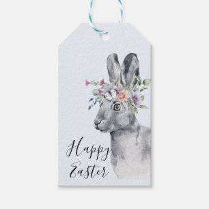 Watercolor Flower Crown Bunny Easter   Gift Tags