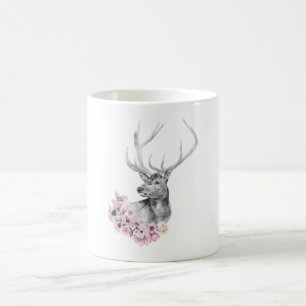 Watercolor Flower Deer Coffee Mug