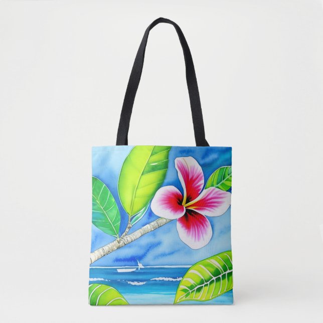 Watercolor flower design tote bag (Front)