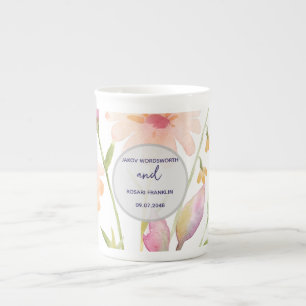 watercolor flower editable bone china mug