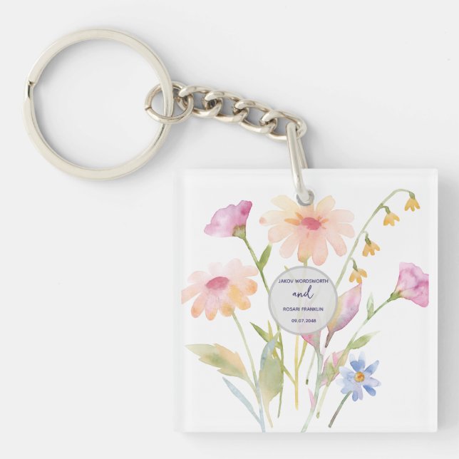 watercolor flower editable keychain (Front)