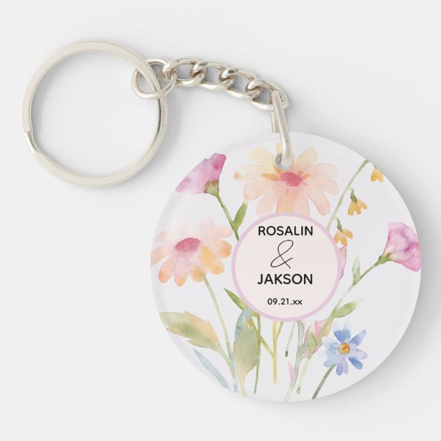 watercolor flower editable keychain (Front)