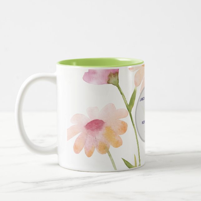 watercolor flower editable Two-Tone coffee mug (Left)